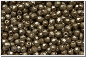 B�hm. Glasschliffperle, feuerpol., 3mm, white, alabaster, lt. brown pastel, 50 Stk.