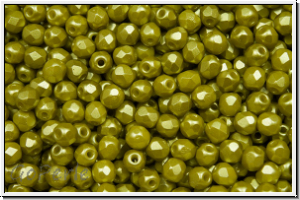 B�hm. Glasschliffperle, feuerpol., 3mm, white, alabaster, lime pastel, 50 Stk.