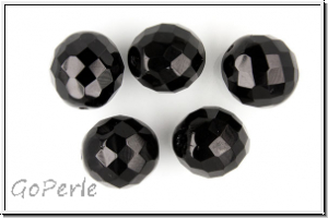 B�hm. Glasschliffperle, feuerpol., 14mm, black, op., 5 Stk.
