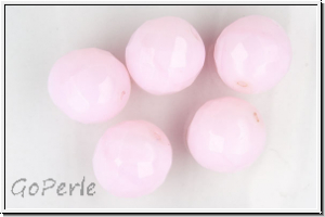 B�hm. Glasschliffperle, feuerpol., 14mm, rose, opal, 5 Stk.