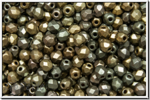 B�hm. Glasschliffperle, feuerpol., 3mm, purple-golden-MIX, pale, met., satin, 50 Stk.