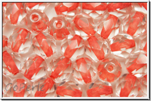 B�hm. Glasschliffperle, feuerpol., 6mm, crystal, trans., red-ld., 25 Stk.