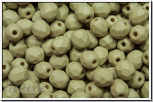 B�hm. Glasschliffperle, feuerpol., 4mm, white, alabster, lt. olivine/beige pastel, matte, 50 Stk.