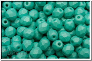 B�hm. Glasschliffperle, feuerpol., 4mm, white, alabaster, turquoise pastel, matte, 50 Stk.
