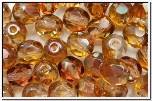 B�hm. Glasschliffperle, feuerpol., 6mm, crystal, trans., venus luster, 25 Stk.