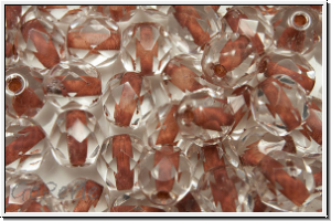 B�hm. Glasschliffperle, feuerpol., 6mm, crystal, trans., blush-ld., 25 Stk.