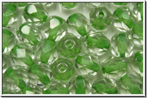 B�hm. Glasschliffperle, feuerpol., 6mm, crystal, trans., mint-ld., 25 Stk.