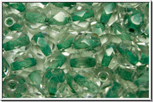 B�hm. Glasschliffperle, feuerpol., 6mm, crystal, trans., seafoam-ld., 25 Stk.