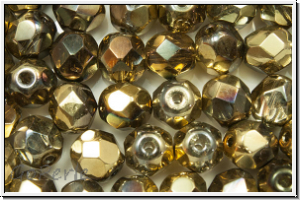 B�hm. Glasschliffperle, feuerpol., 6mm, crystal, trans., california nights, 25 Stk.