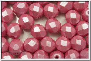 B�hm. Glasschliffperle, feuerpol., 6mm, white, alabaster, pink pastel, 25 Stk.