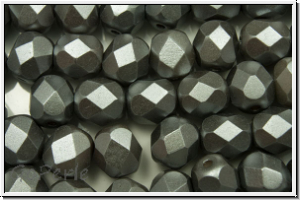 B�hm. Glasschliffperle, feuerpol., 6mm, white, alabaster, lt. grey pastel, 25 Stk.
