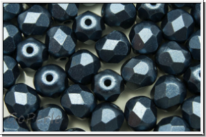 B�hm. Glasschliffperle, feuerpol., 6mm, white, alabaster, montana blue pastel, 25 Stk.