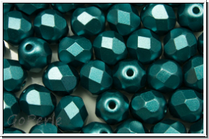 B�hm. Glasschliffperle, feuerpol., 6mm, white, alabaster, emerald pastel, 25 Stk.