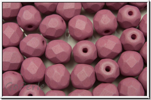 B�hm. Glasschliffperle, feuerpol., 6mm, white, alabaster, wine less pastel, matte, 25 Stk.
