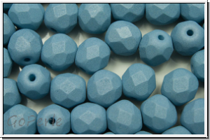B�hm. Glasschliffperle, feuerpol., 6mm, white, alabaster, blue pastel, matte, 25 Stk.