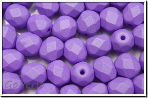 B�hm. Glasschliffperle, feuerpol., 6mm, white, alabaster, lila pastel, matte, 25 Stk.