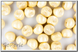 Mushroom Beads, 9mm, white, opal, champagne bronze luster, 10 Stk.