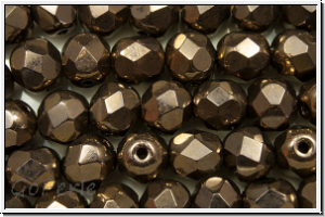 B�hm. Glasschliffperle, feuerpol., 6mm, chocolate, met., 25 Stk.