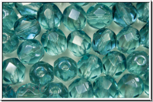 B�hm. Glasschliffperle, feuerpol., 6mm, aqua, trans., blue lagoon, 25 Stk.