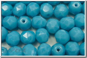 B�hm. Glasschliffperle, feuerpol., 6mm, aqua, op., 25 Stk.