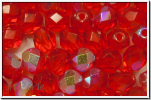 B�hm. Glasschliffperle, feuerpol., 6mm, hyacinth, trans., AB, 25 Stk.