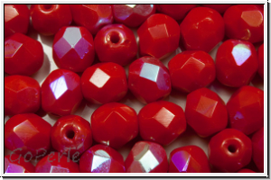 B�hm. Glasschliffperle, feuerpol., 6mm, red, op., AB, 25 Stk.
