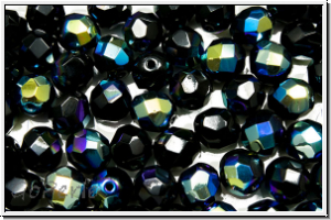 B�hm. Glasschliffperle, feuerpol., 8mm, black, op., AB, 10 Stk.