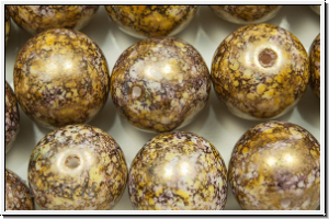 b�hm. Glasperle, rund, 12mm, white, alabaster, lila gold marbled, 1 Stk.