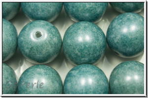 b�hm. Glasperle, rund, 12mm, white, alabaster, blue/grey marbled, 1 Stk.