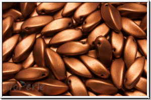 Twist-Beads, 6x12mm, copper, dk., met., satin, 25 Stk.