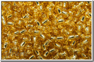 R-11-0022, TOHO Rocailles, 11/0, topaz, lt., trans., silver-ld., 10g