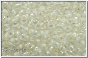 R-11-0777, TOHO Rocailles, 11/0, crystal, trans., white-ld., AB, 10g