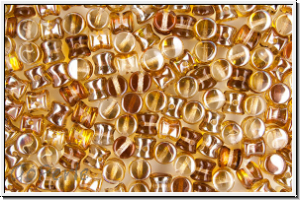 Diabolo-Beads, 5x5mm, crystal, trans., copper, 25 Stk.
