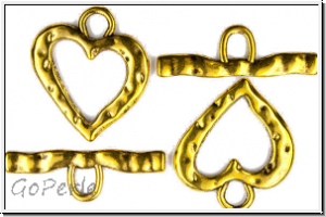 Toggle-Verschluss "Jumping Heart", 27x24mm, antikgoldfb., Metall, 1 Stk.