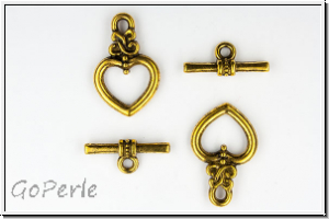 Toggle-Verschluss "Celtic Heart", 20x13mm, antikgoldfb., Metall, 1 Stk.