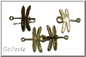 Haken/�se-Verschluss "Dragonfly", JBB, 38x21mm, messingfb., Messing, 1 Paar