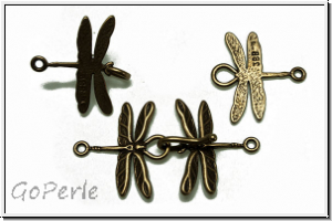 Haken/�se-Verschluss "Dragonfly", JBB, 38x21mm, antikmessingfb., Messing, 1 Paar