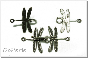 Haken/�se-Verschluss "Dragonfly", JBB, 38x21mm, antiksilberfb., Messing, 1 Paar