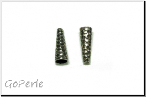 Perlenkappe (-cone) "Rinde", JBB, 17x6, antiksilberfb., Messing, 2 Stk.