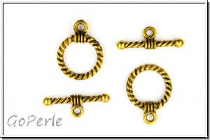 Toggle-Verschluss "Kordel", 18x14mm, antikgoldfb., Metall, 1 Stk.