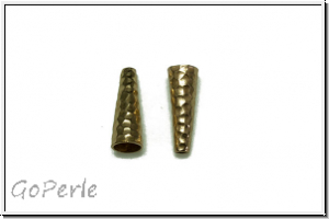 Perlenkappe (-cone) "Rinde", JBB, 17x6, messingfb., Messing, 2 Stk.