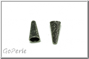 Perlenkappe (-cone) "Borke", JBB, 16x8, antiksilberfb., Messing, 2 Stk.