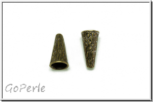 Perlenkappe (-cone) "Borke", JBB, 16x8, antikmessingfb., Messing, 2 Stk.