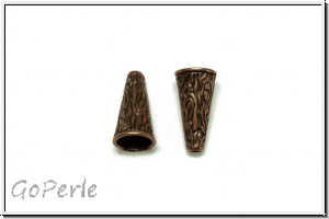 Perlenkappe (-cone) "Borke", JBB, 16x8, antikkupferfb., Messing, 2 Stk.