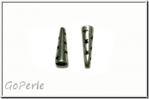 Perlenkappe (-cone) "Sterne", JBB, 19x6, antiksilberfb., Messing, 2 Stk.
