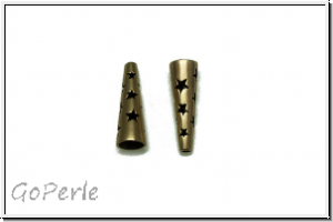 Perlenkappe (-cone) "Sterne", JBB, 19x6, antikmessingfb., Messing, 2 Stk.