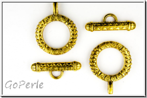 Toggle-Verschluss "Inka", 24x19mm, antikgoldfb., Metall, 1 Stk.