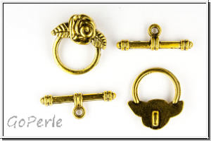 Toggle-Verschluss "The Rose", 18x17mm, antikgoldfb., Metall, 1 Stk.