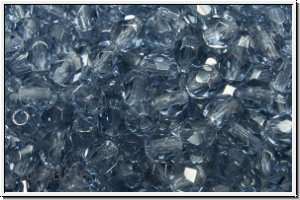 B�hm. Glasschliffperle, feuerpol., 4mm, montana blue, lt., trans., 50 Stk.