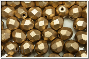 B�hm. Glasschliffperle, feuerpol., 6mm, gold, met., satin, 25 Stk.